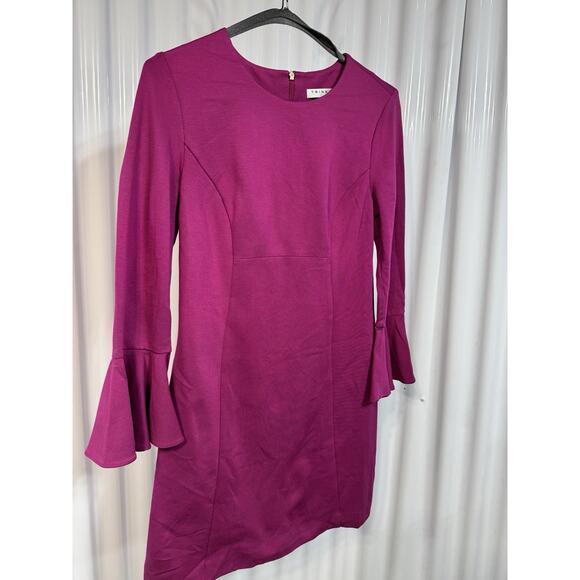 Trina Turk Panache Ponte Bell Sleeve Dress Sz 6 Magenta Fuchsia Pink Barbette - Picture 1 of 7